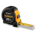 25' x 1" Tape measure, acrylic coated steel blade, Yellow with Black rubber jacket